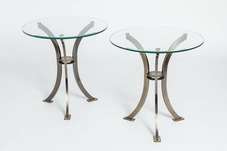 Pair of Round Glass Side Tables