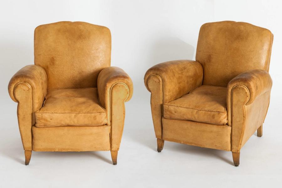 Pair of Leather Club Chairs