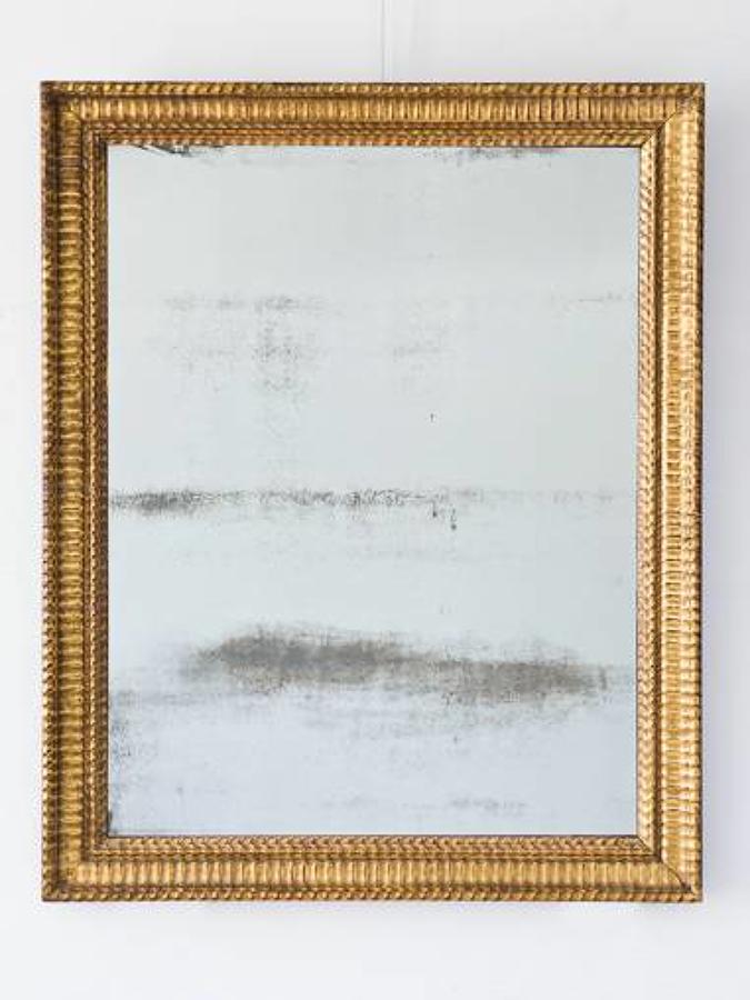 French C19th Mirror, Giltwood Ripple Frame