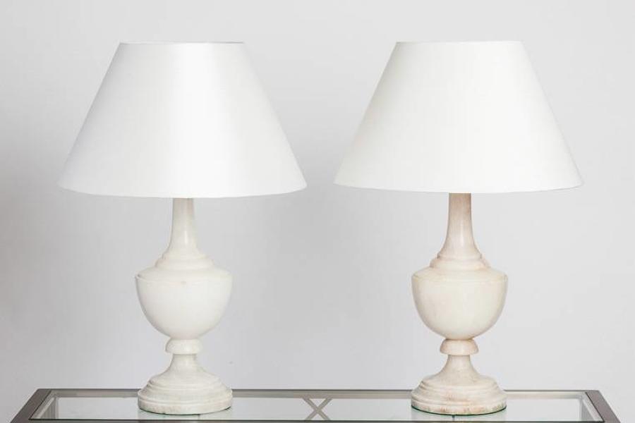 Pair of Alabaster Table Lamps