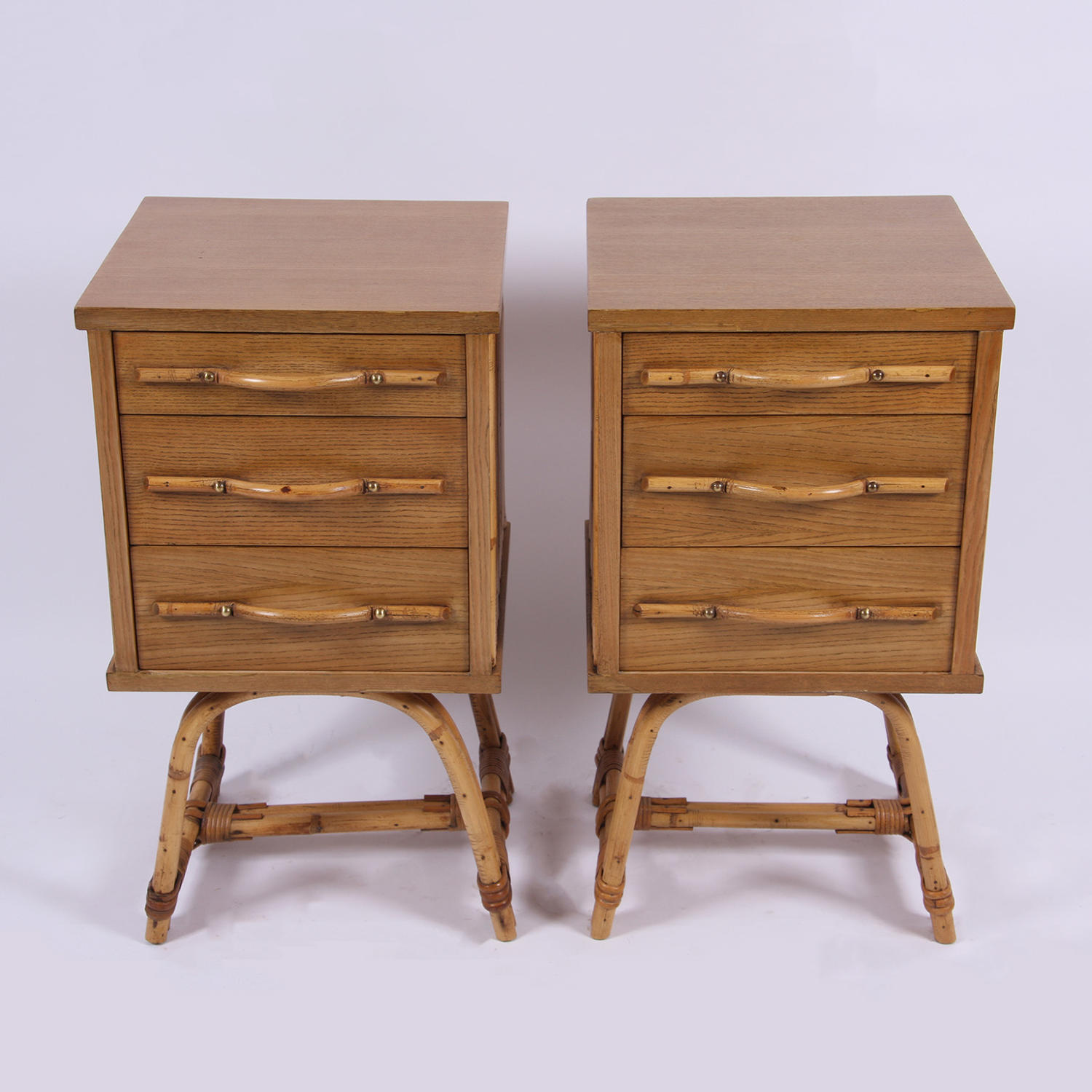 Pair of Bamboo Bedside Tables