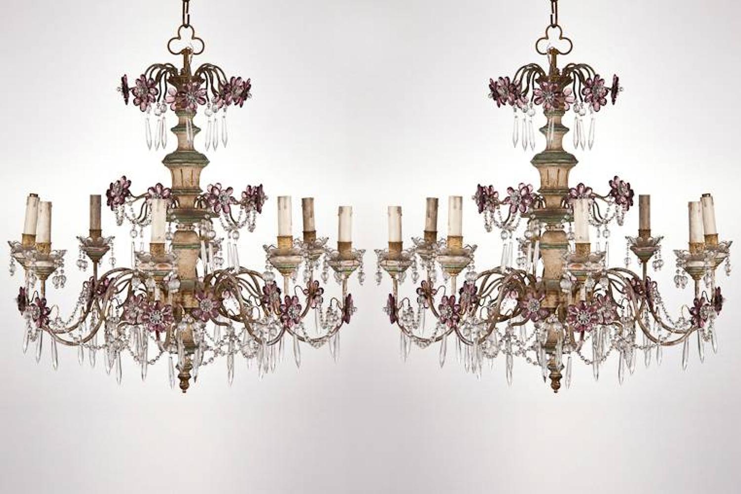 Pair of mid C20th French Chandeliers, in lovely original condition.