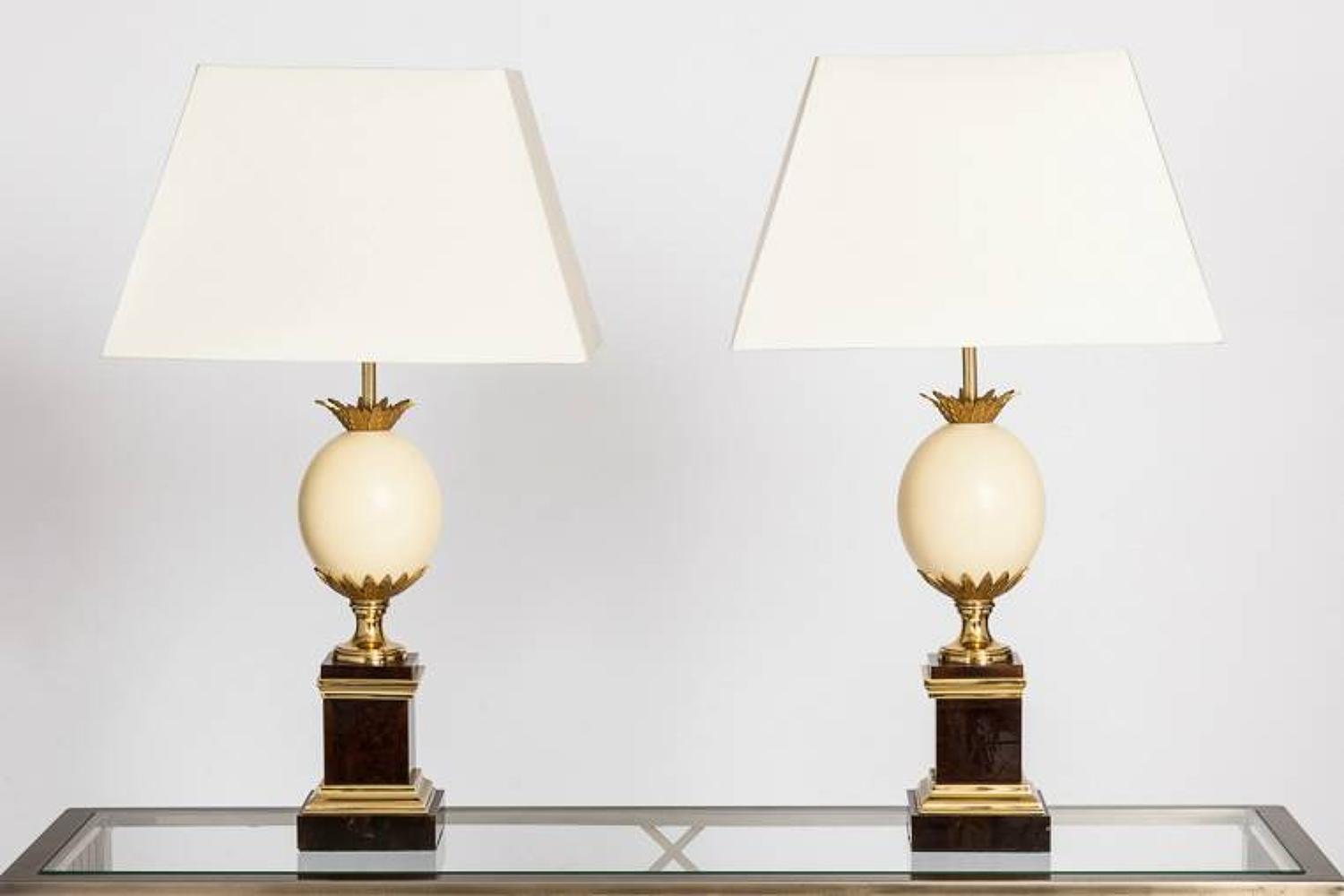 Pair of Ostrich Egg Table Lamps