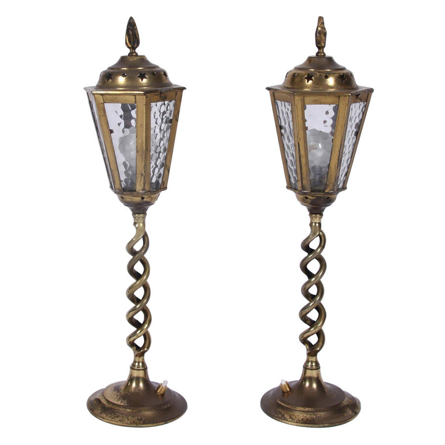 Pair of Brass Table Top Lanterns