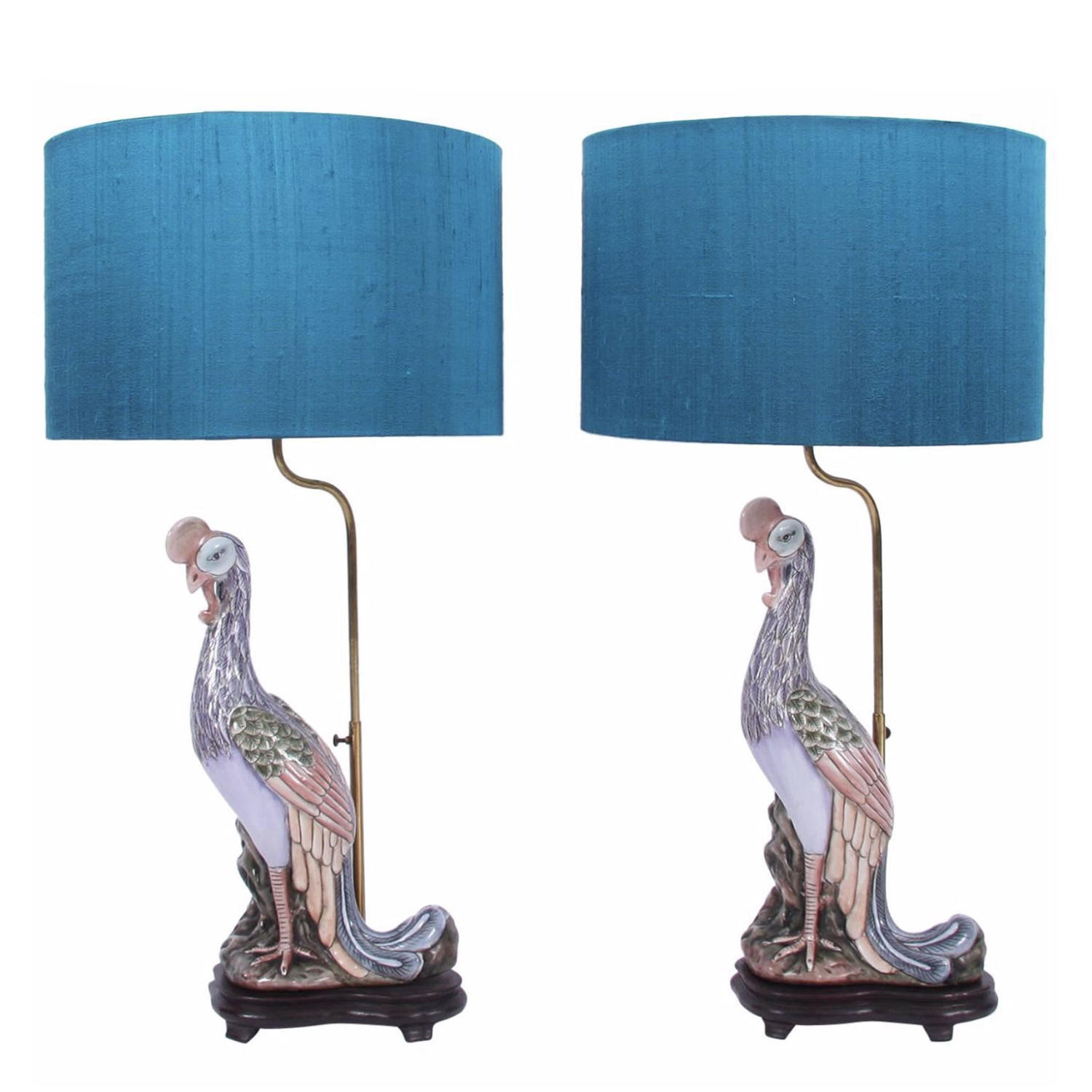 Pair of Exotic Bird Lamps