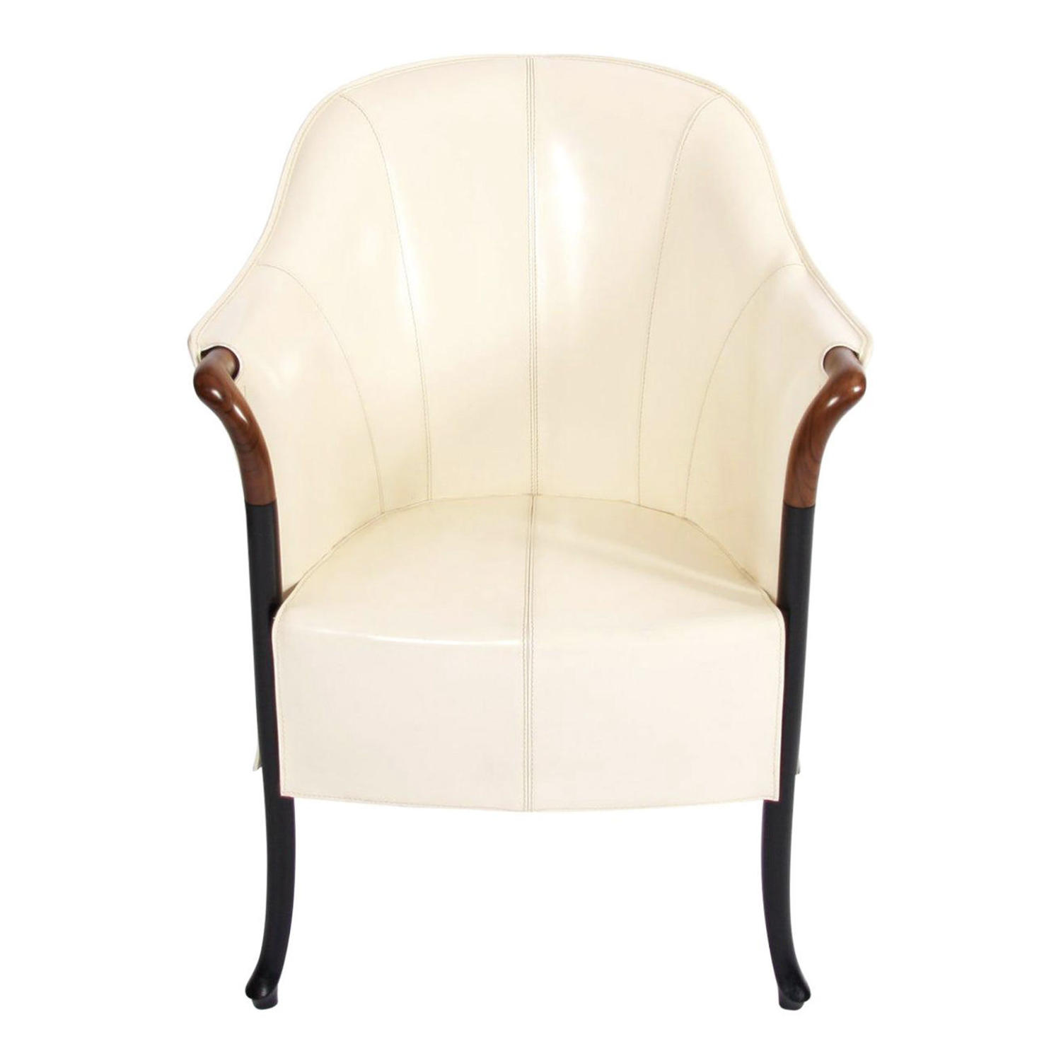 Single Giorgetti Cream Leather Armchair