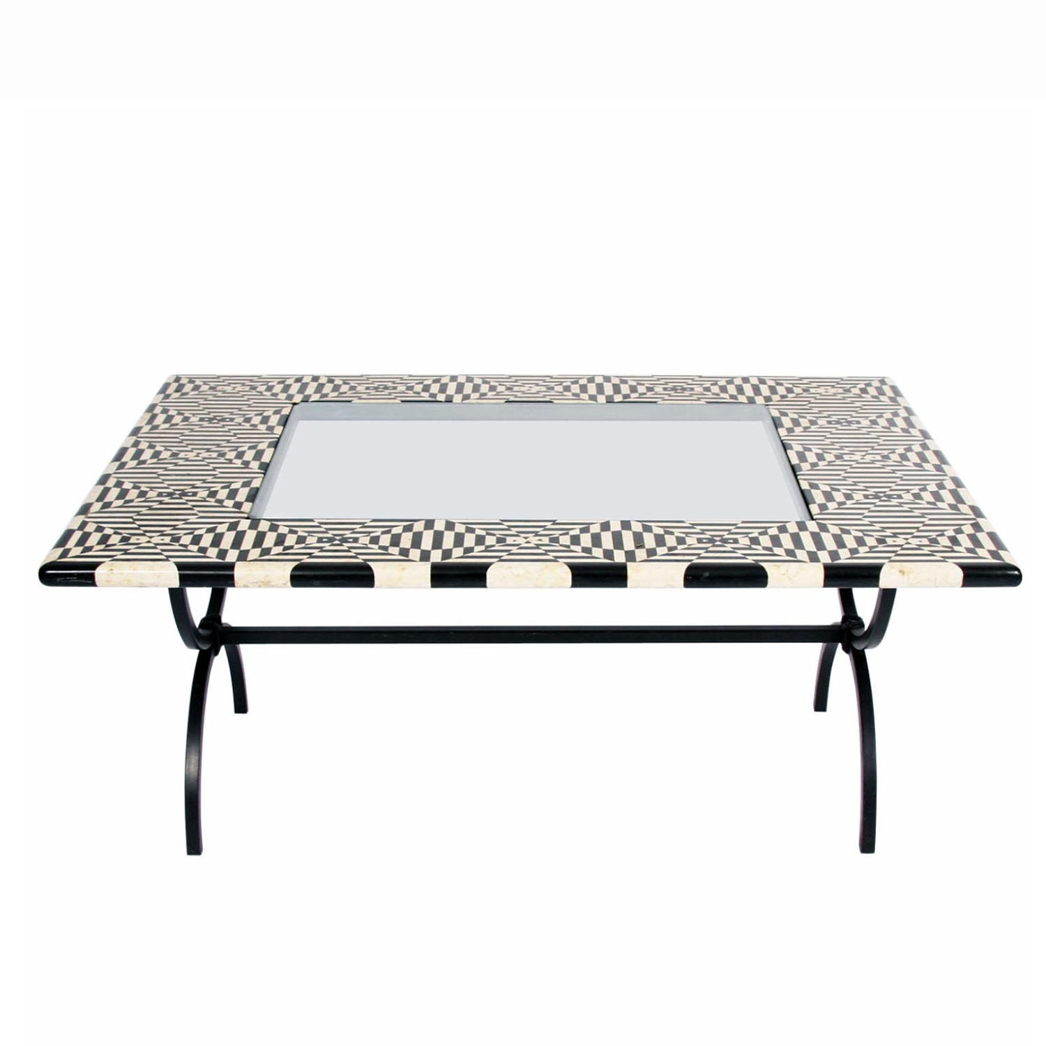 1980s Black and White Marble Top Table