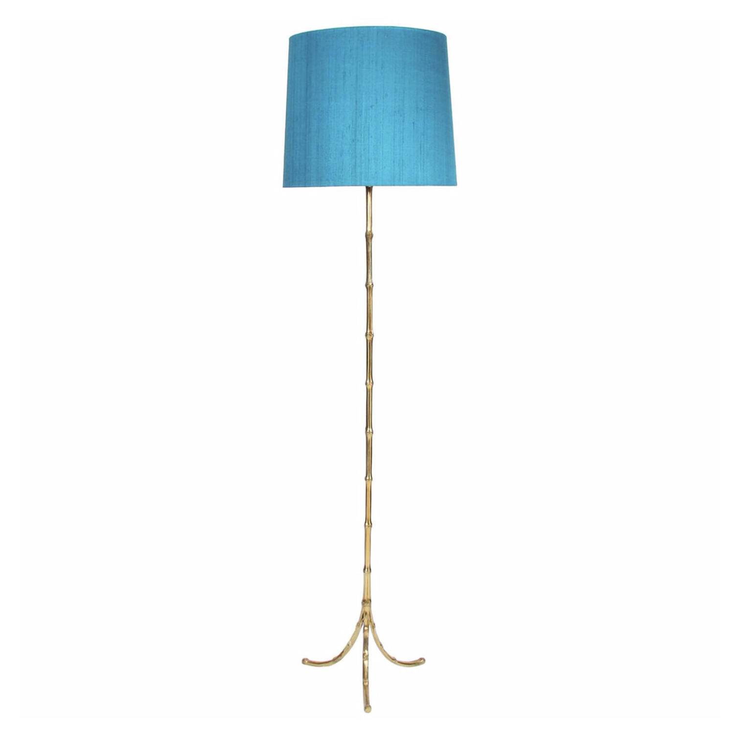 Brass 1960s Faux Bamboo Floor Lamp