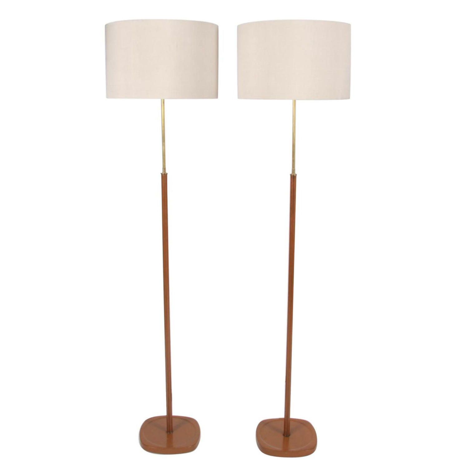Pair of Tan Leather Floor Lamps