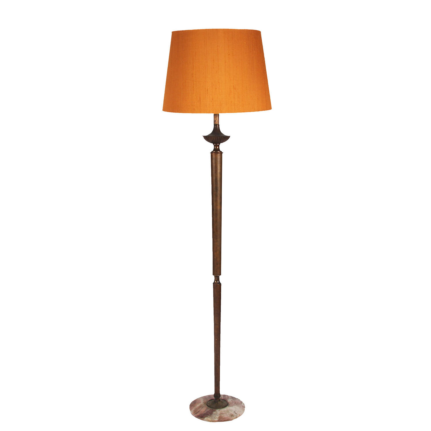 Brass & Bronzed Floor Lamp with Marble Base