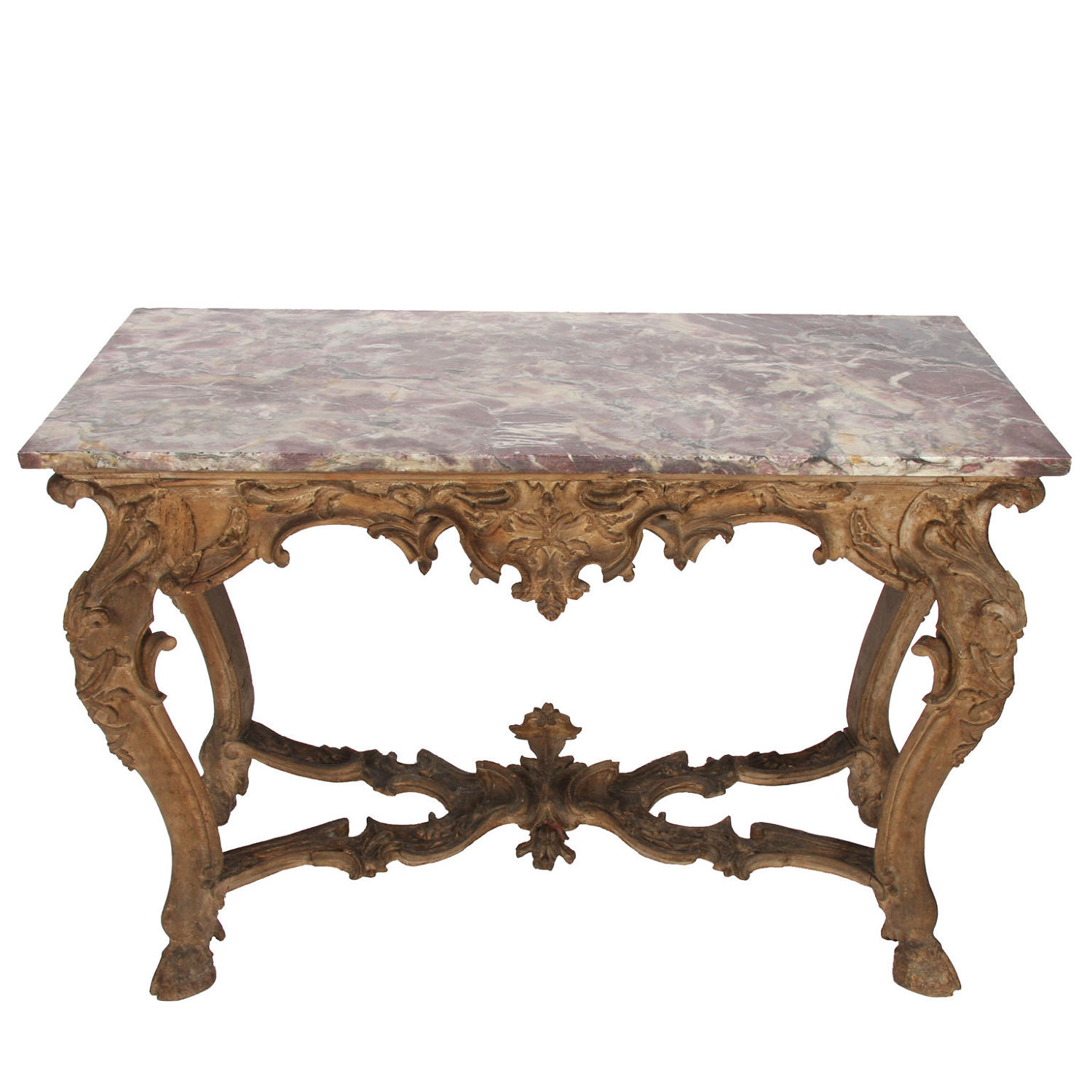 Marble Top Console Table with Hoof Feet