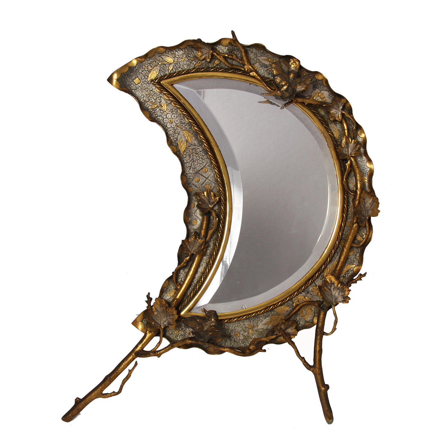 Brass Crescent Moon Table Top Mirror