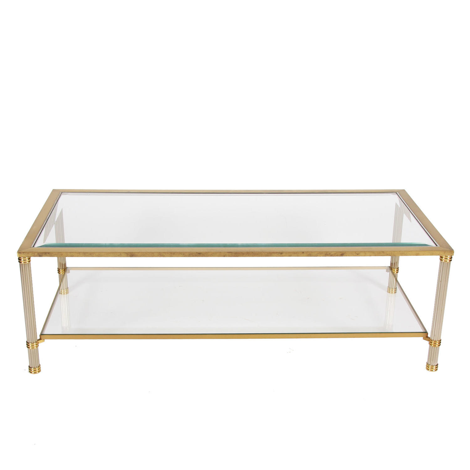 Two Tier Brass & Glass Coffee Table