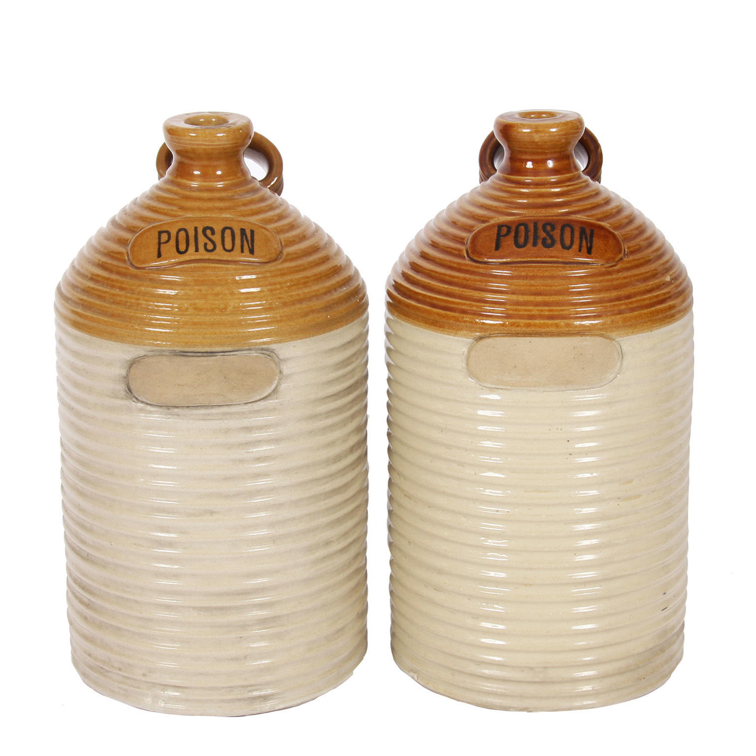 Pair of Stoneware Poison Jars