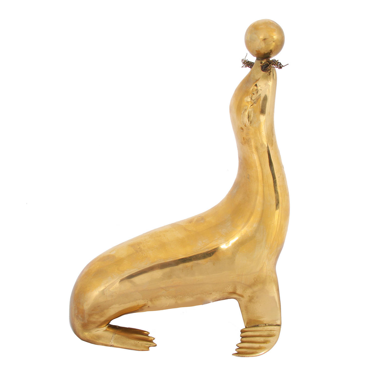 Brass 'Seal with Ball' Sculpture
