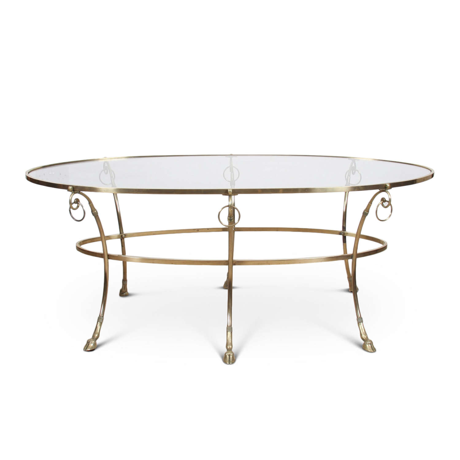 French Brass and Glass Hoof Feet Table
