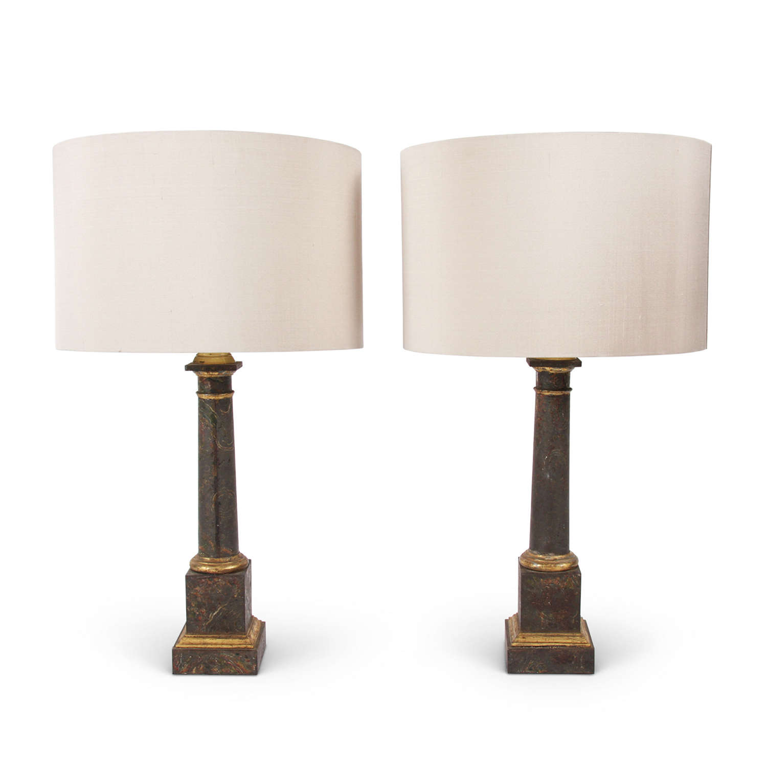 Pair of French Mid-Century Faux Marble Table Lamps