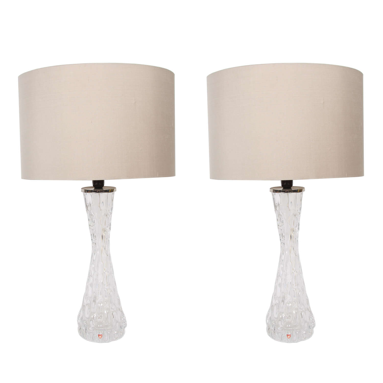 Pair of Swedish Clear Orrefors Lamps
