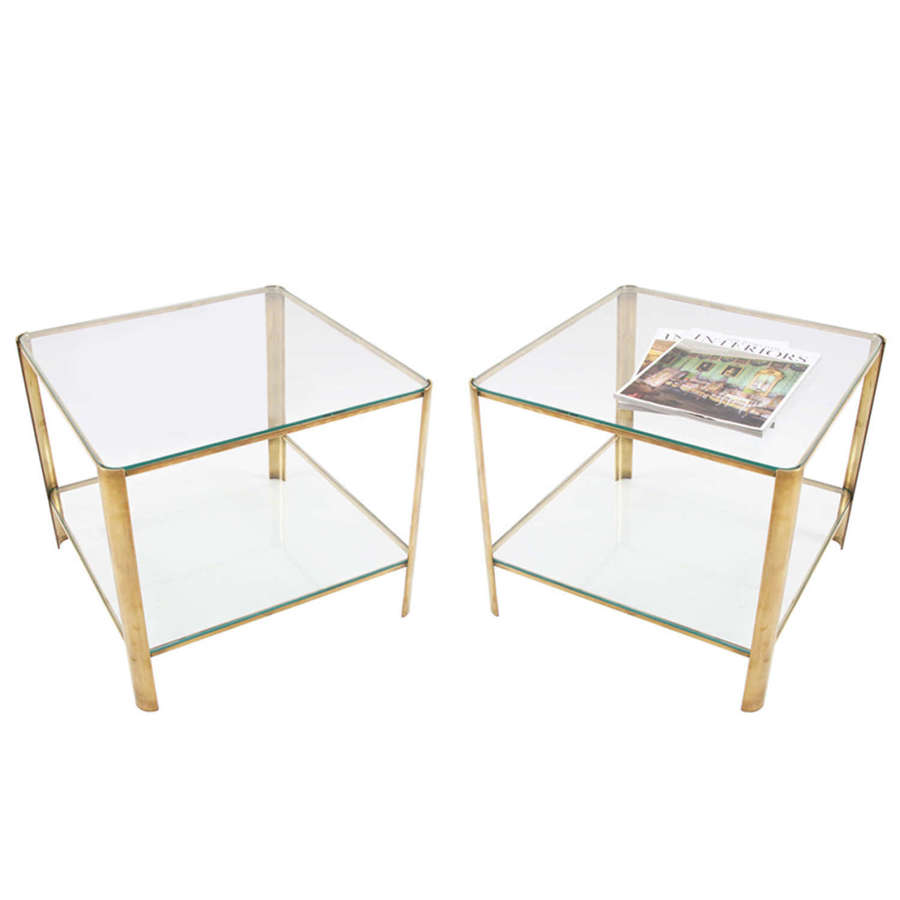 Pair of 1960s Jacques Quinet Square Side Tables