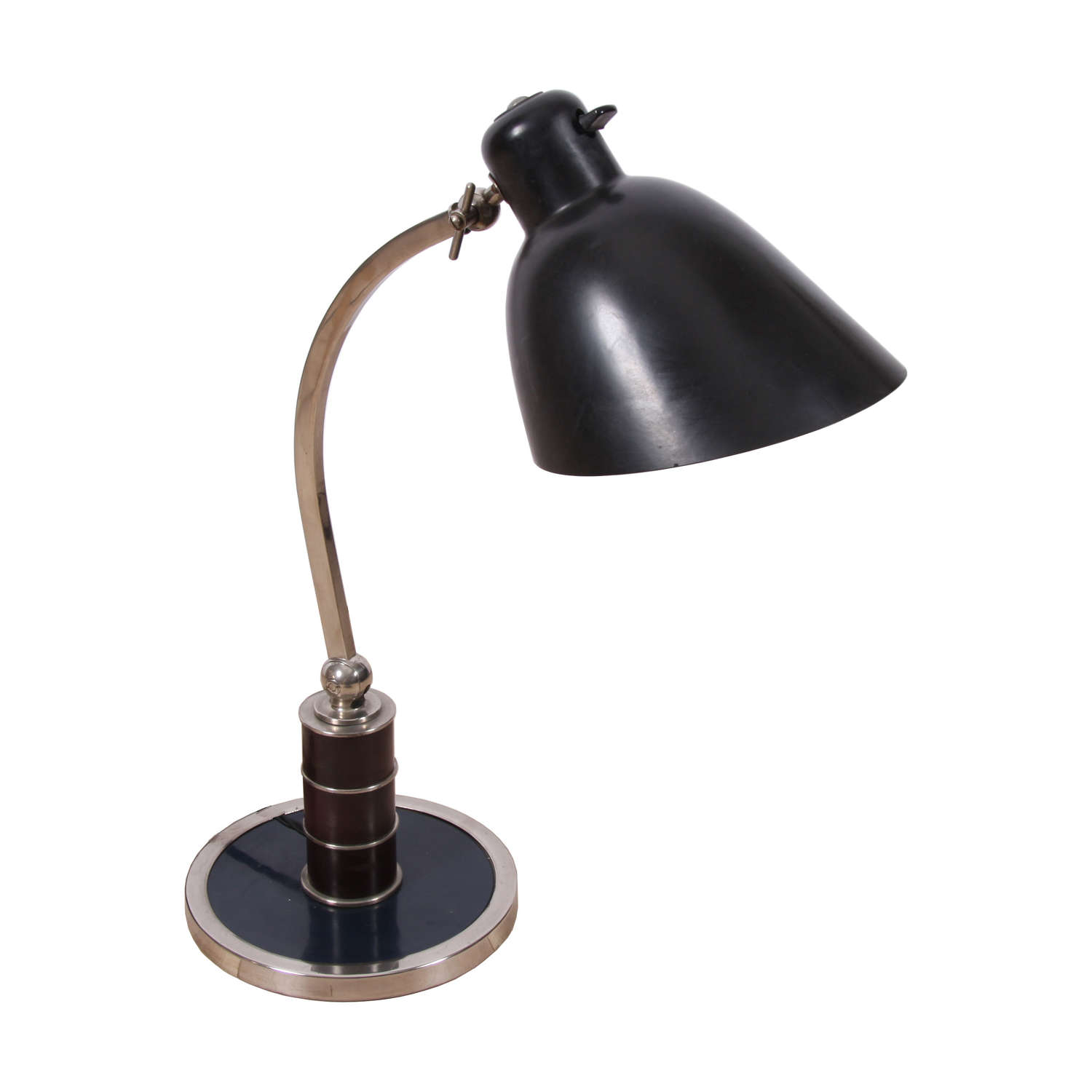 French Black Desk Lamp With Mirrored Reflector