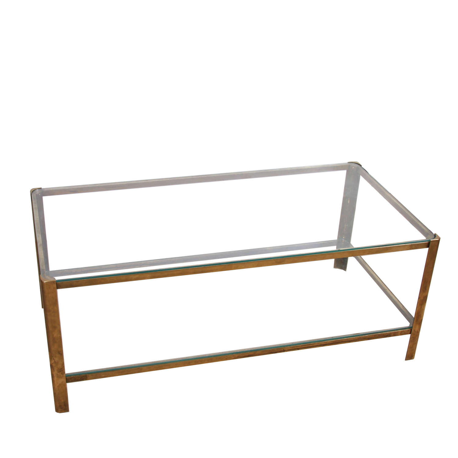 Jacques Quinet 1960s Coffee Glass and Brass Coffee Table