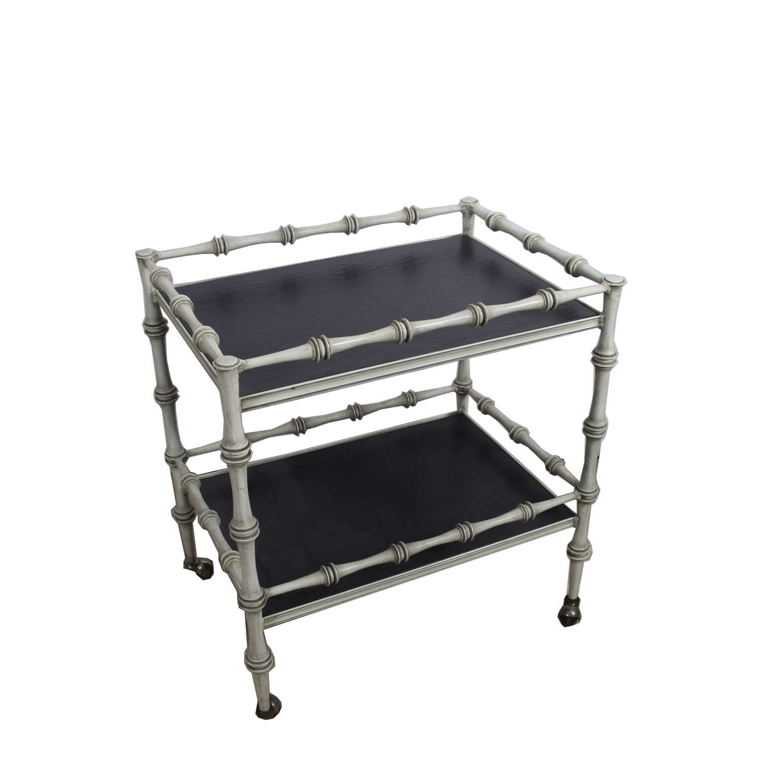 Faux Bamboo Bar Trolley With Faux Slate Shelves