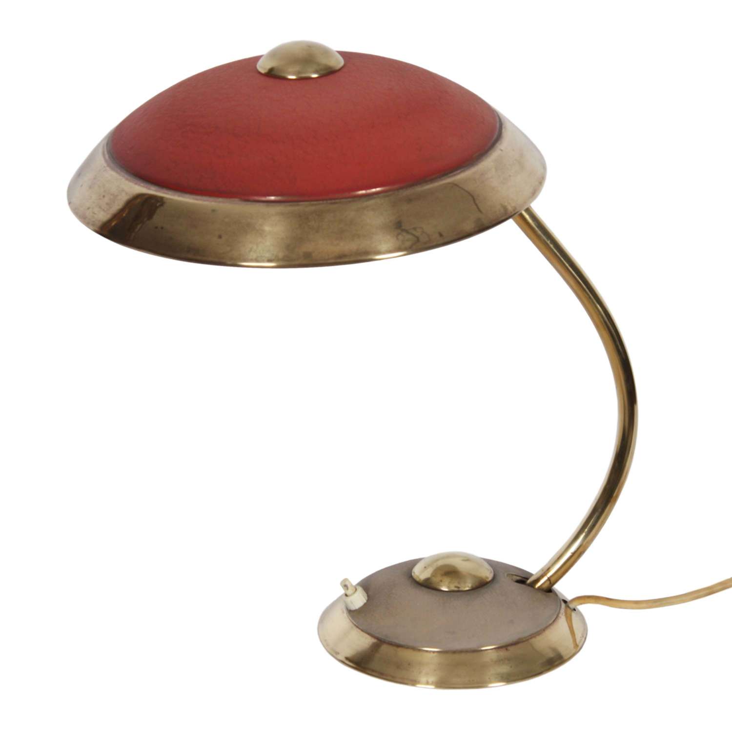 Brass Helo Desk Lamp With Faded Red Detail