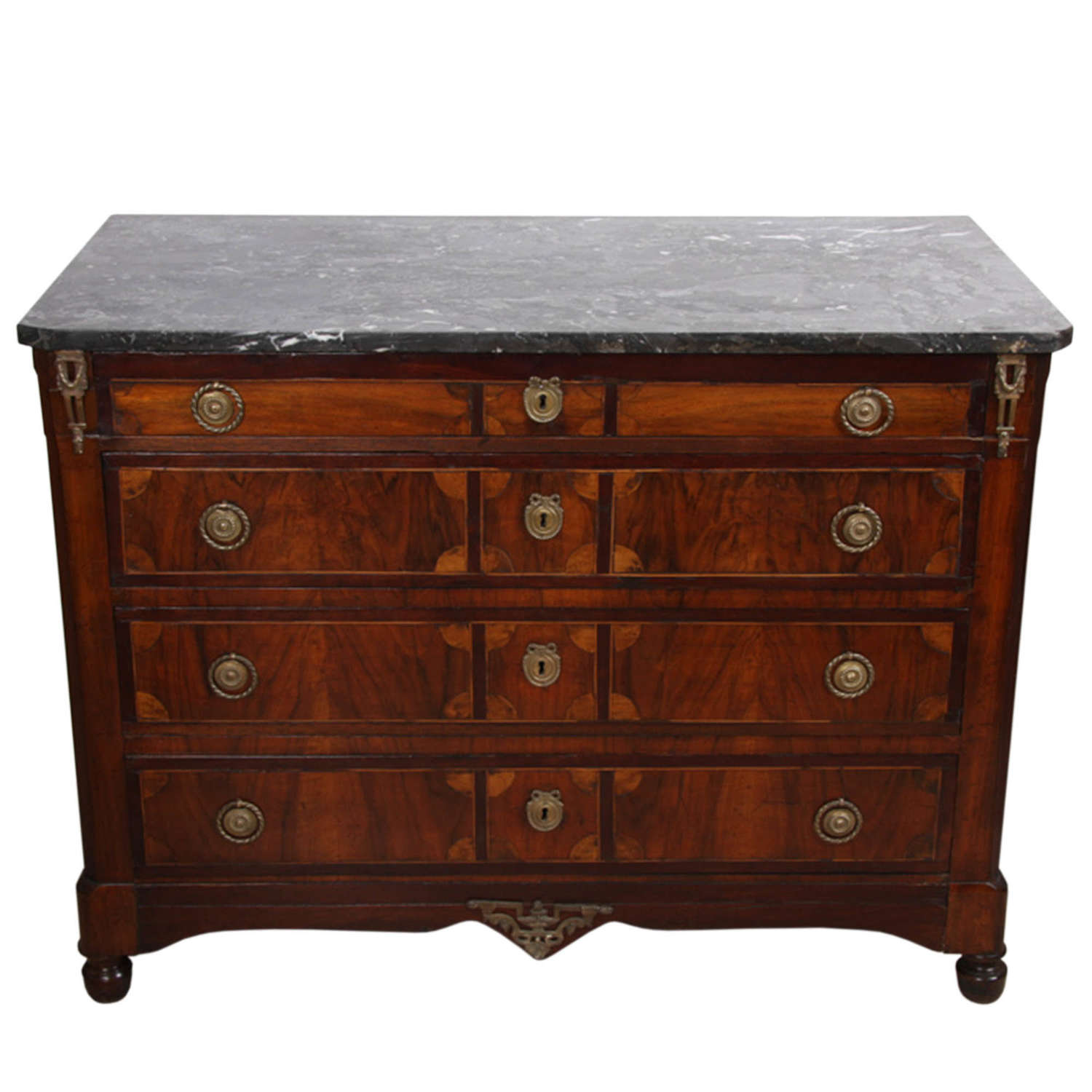 French 18th Century Mahogany Chest of Drawers with a Marble Top