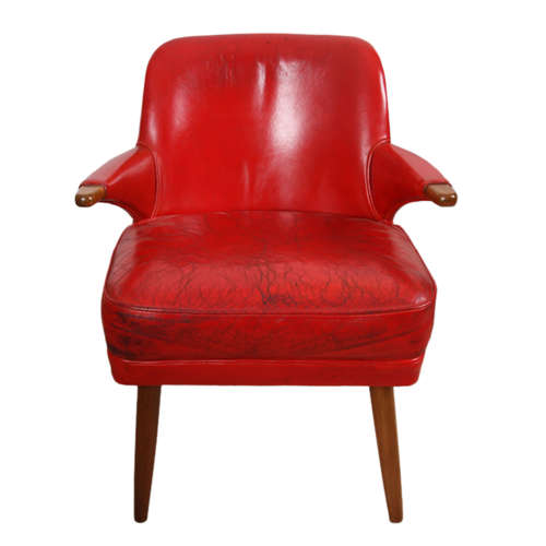 English 1950s Red Leather Chair