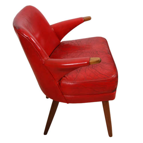 English 1950s Red Leather Chair