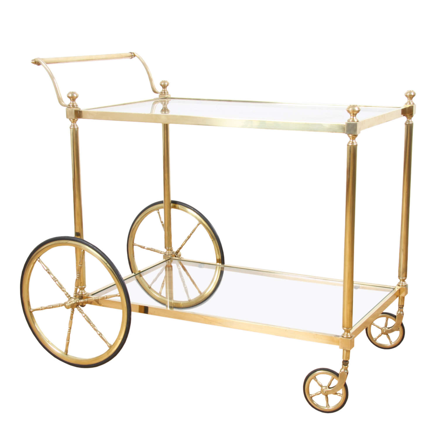 French 1960s Brass and Glass Drinks Trolley