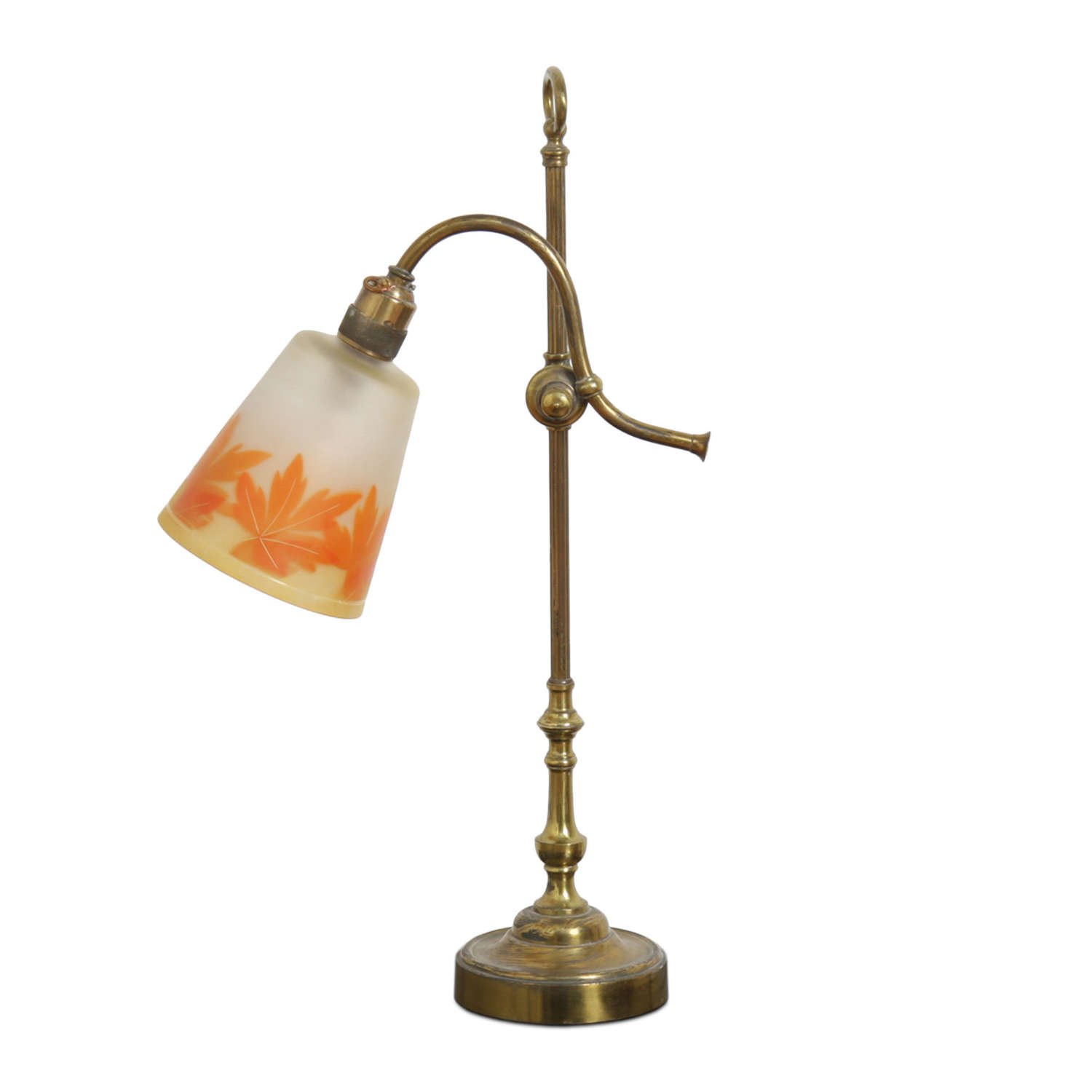 French 1920s Table Lamp With Original Glass Shade