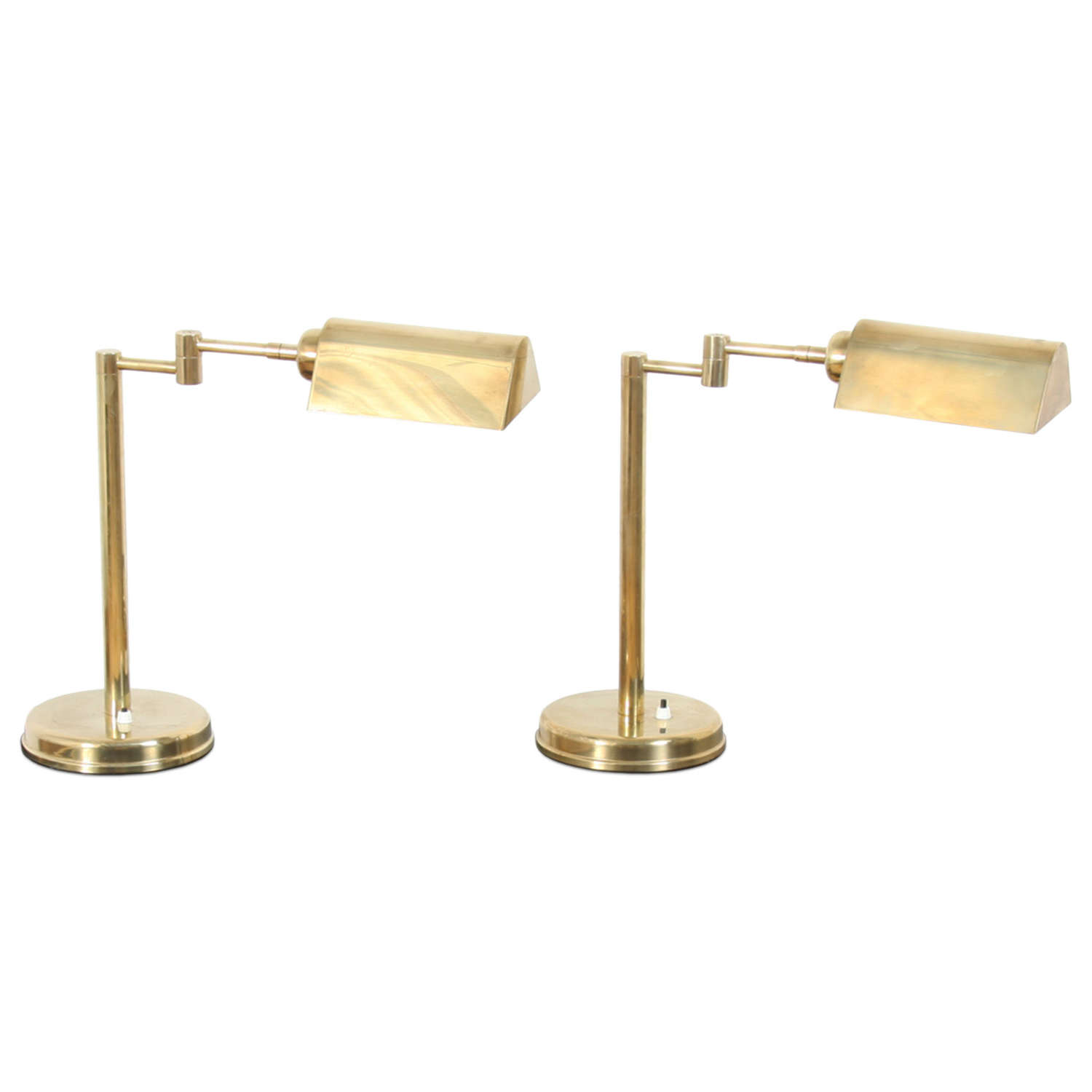 Pair of French 1970s Brass Library Lights