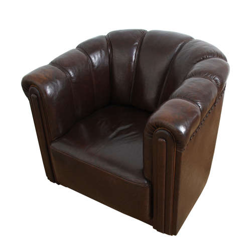 Pair of French 1950s Leather Club Chairs