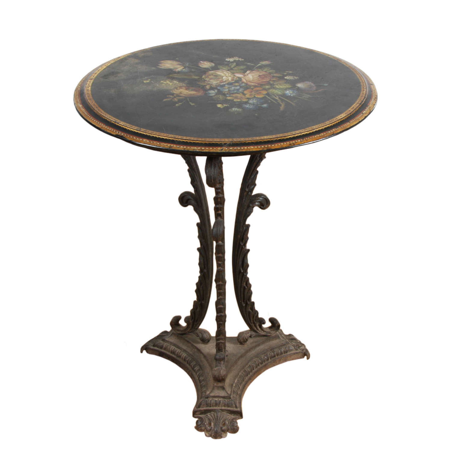 Cast Iron Side Table With Painted Slate Top