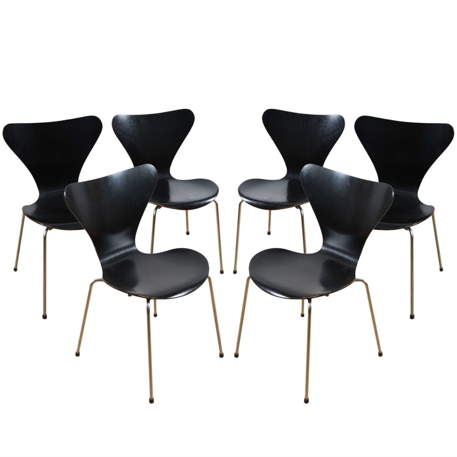 Set of 6 Black Chairs, Arne Jacobsen for Fritz Hansen