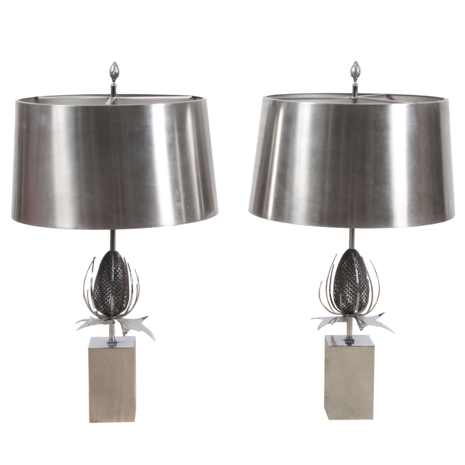 Pair of 1970s Maison Charles Thistle (Chardon) Table Lamps