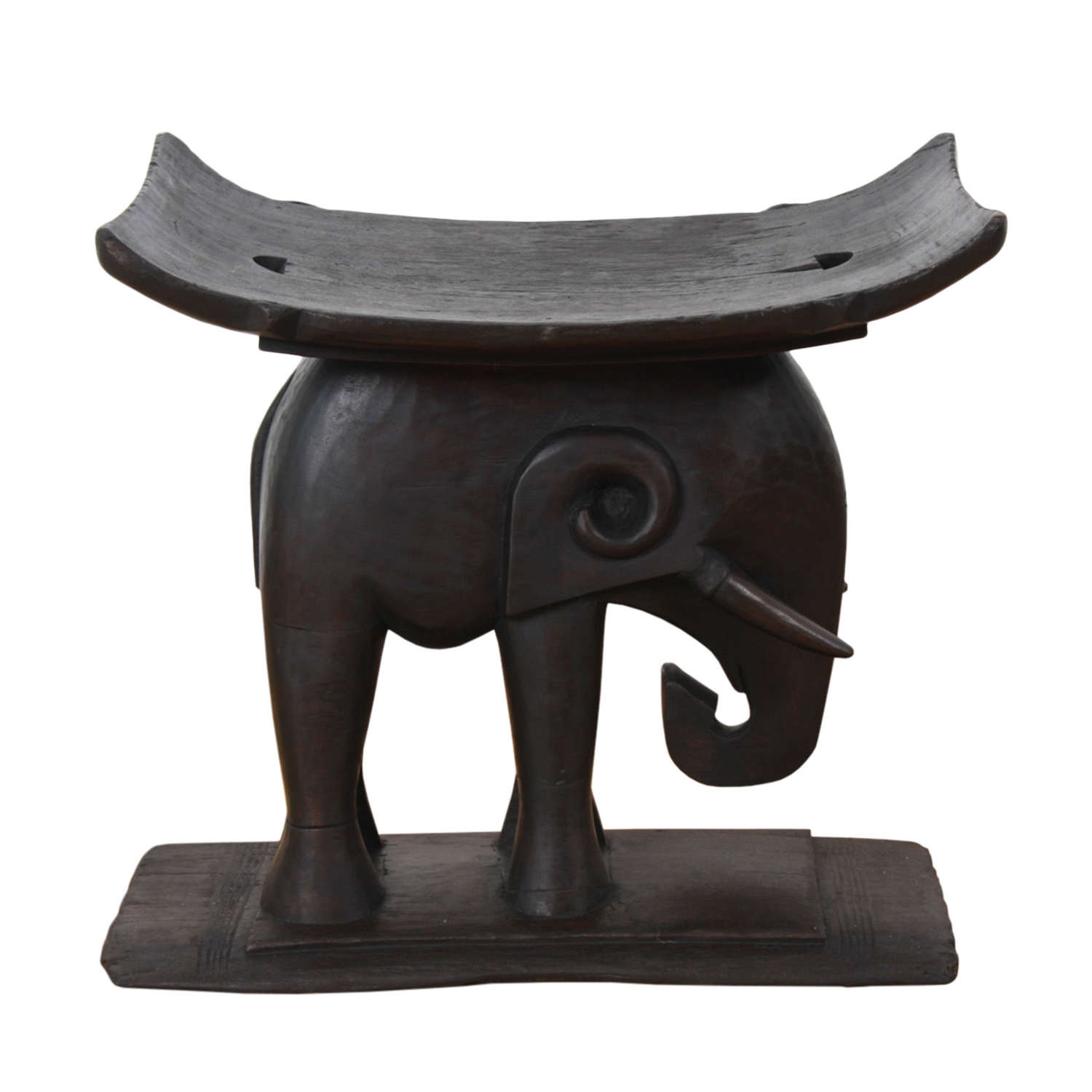 African Mid 20th Century Carved Elephant Stool