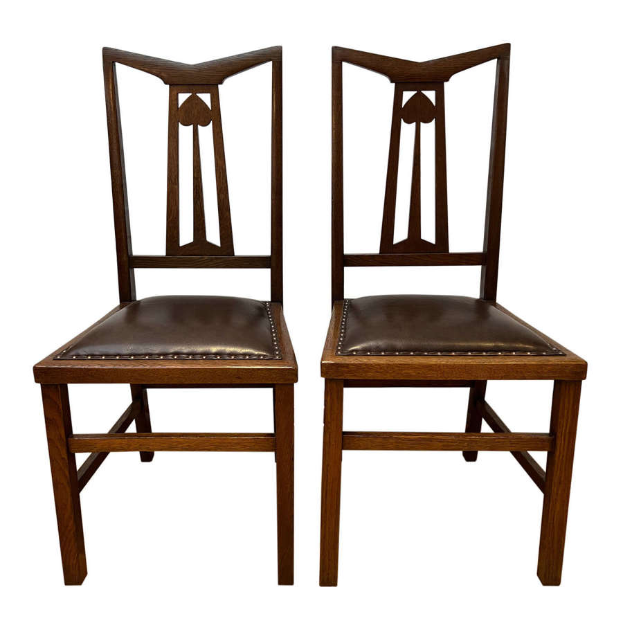 Pair of Dining Chairs, Arts and Crafts With Spade Detail