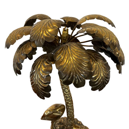 French 1960s Palm and Flamingo Table Lamp