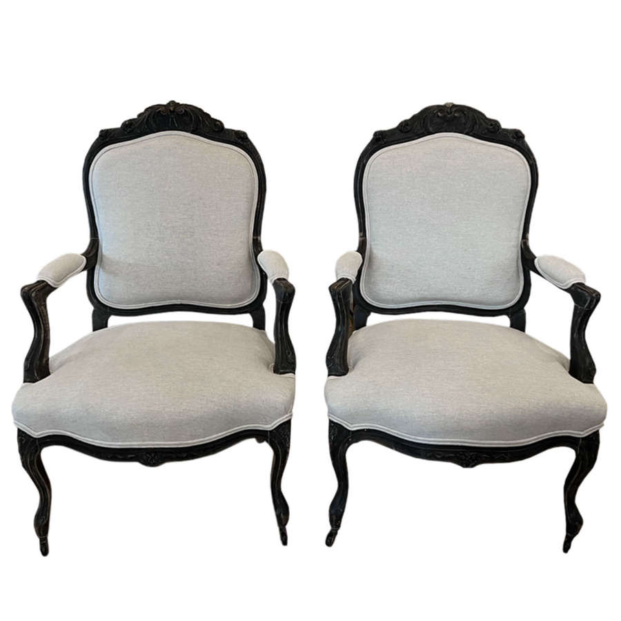 Pair of Carved 19th Century Salon Chairs