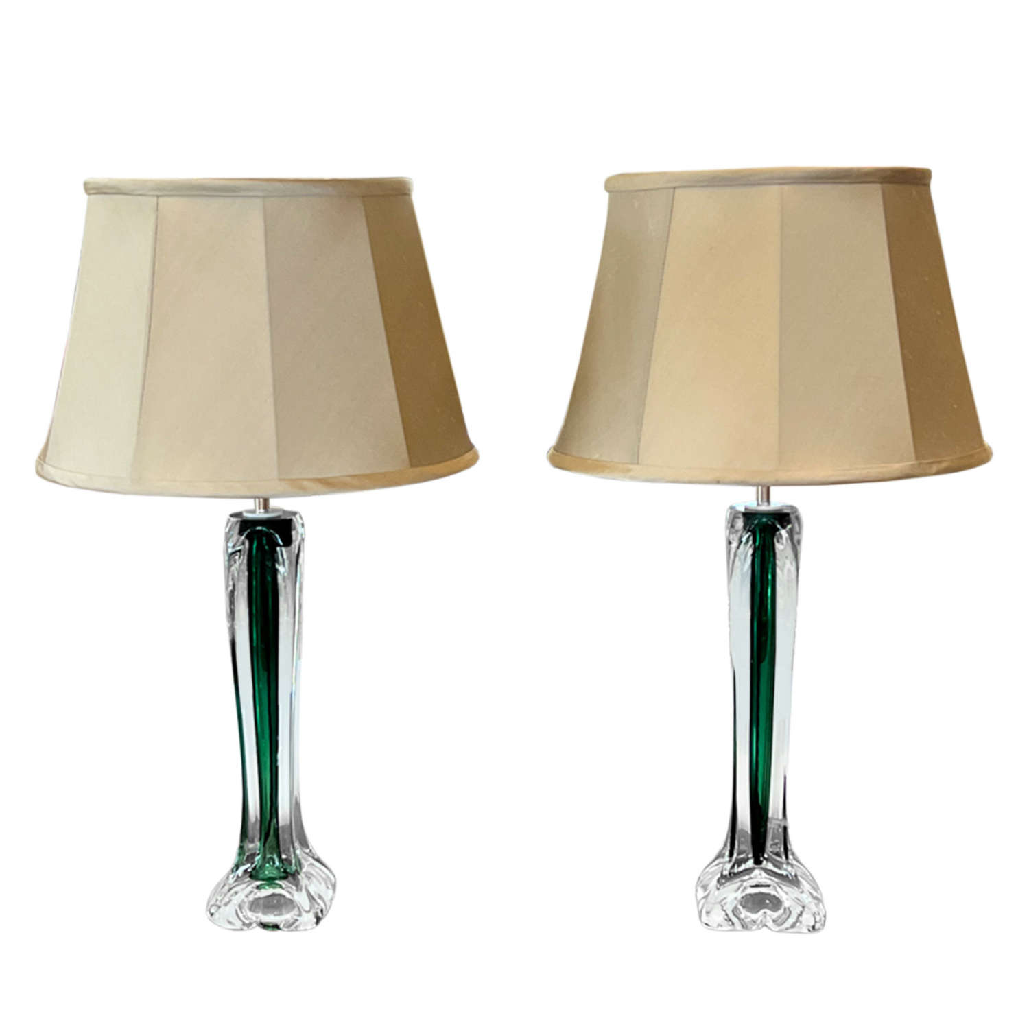 Pair of 1960s Flygsfors Green Table Lamps
