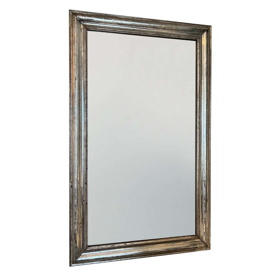 French 1920s Silver Leaf Mirror With Etched Frame