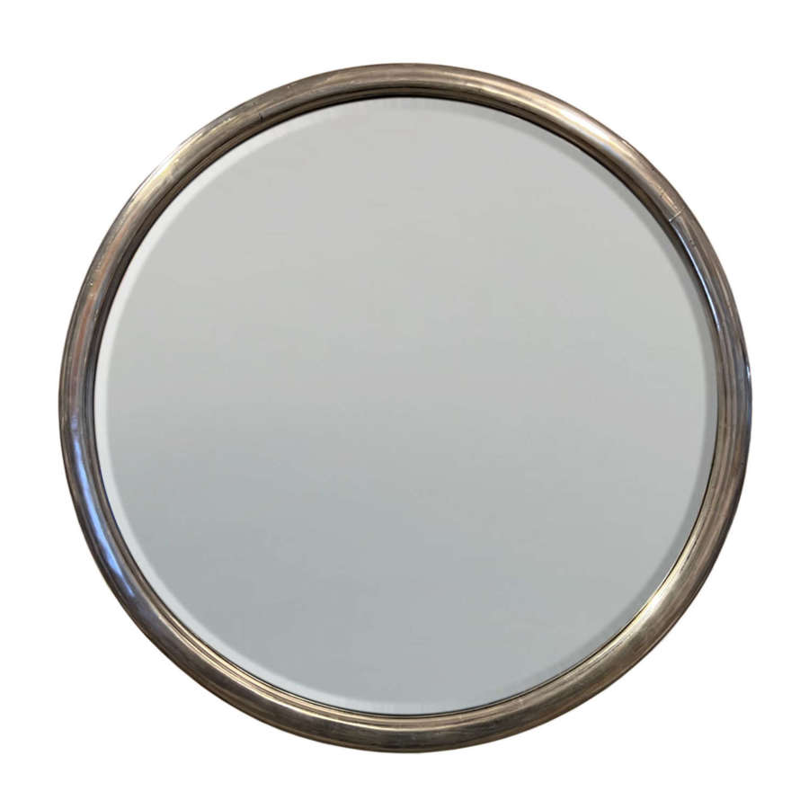Round French 1920s Silver Leaf Mirror