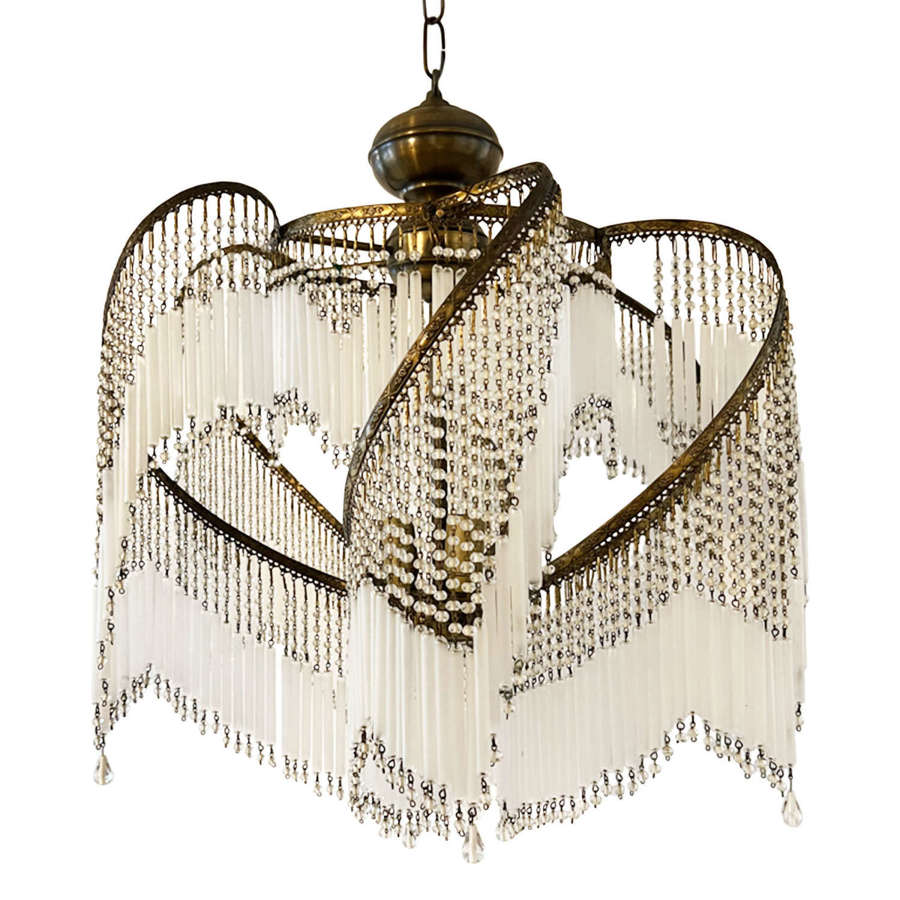 French 1960s, Glass Bead Ceiling Light