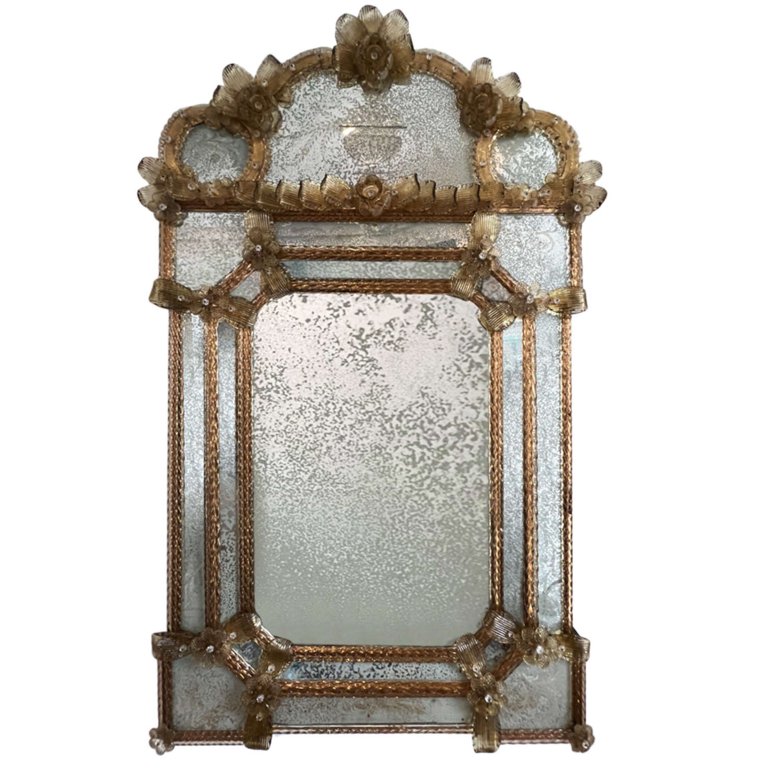 Large Murano Glass Mirror, Italian 1900s