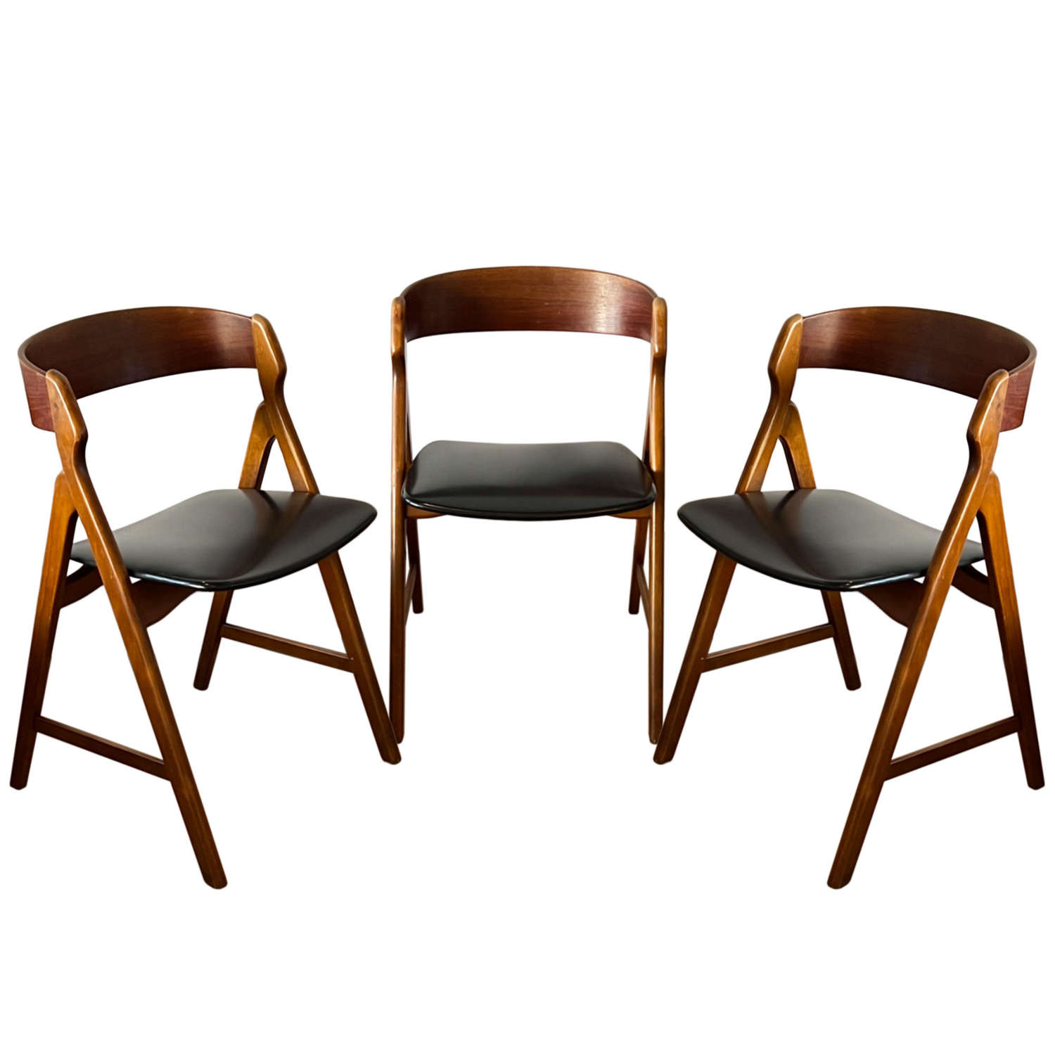 Teak & Faux Leather Danish Chairs, Model 71 by Henning Kjaernulf