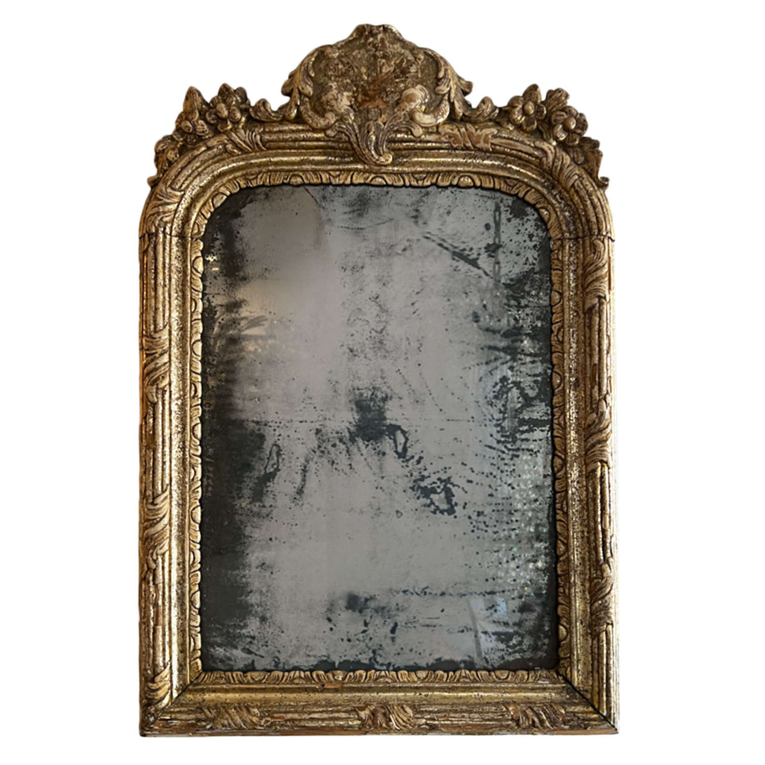 French 19th Century Distressed Silver Leaf Mirror