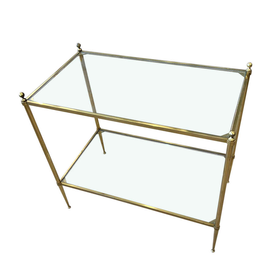 French 1960s Solid Brass and Glass Side Table