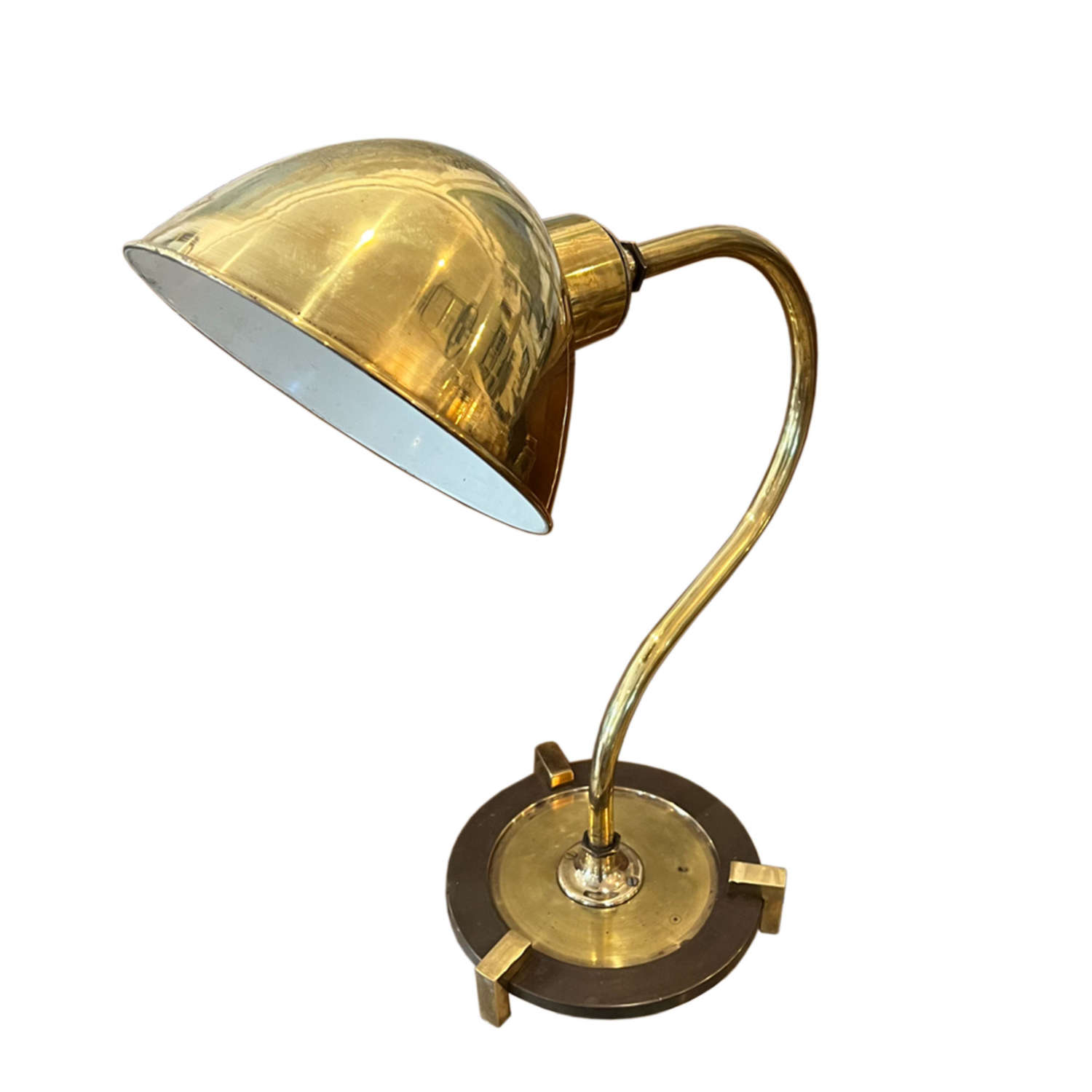Large French 1950s Brass Desk Lamp